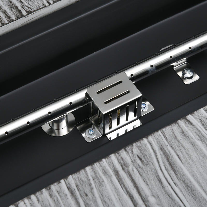 Grey Gas Firepit Table with Glass Screen and Cover 50000 BTU for Garden Heating