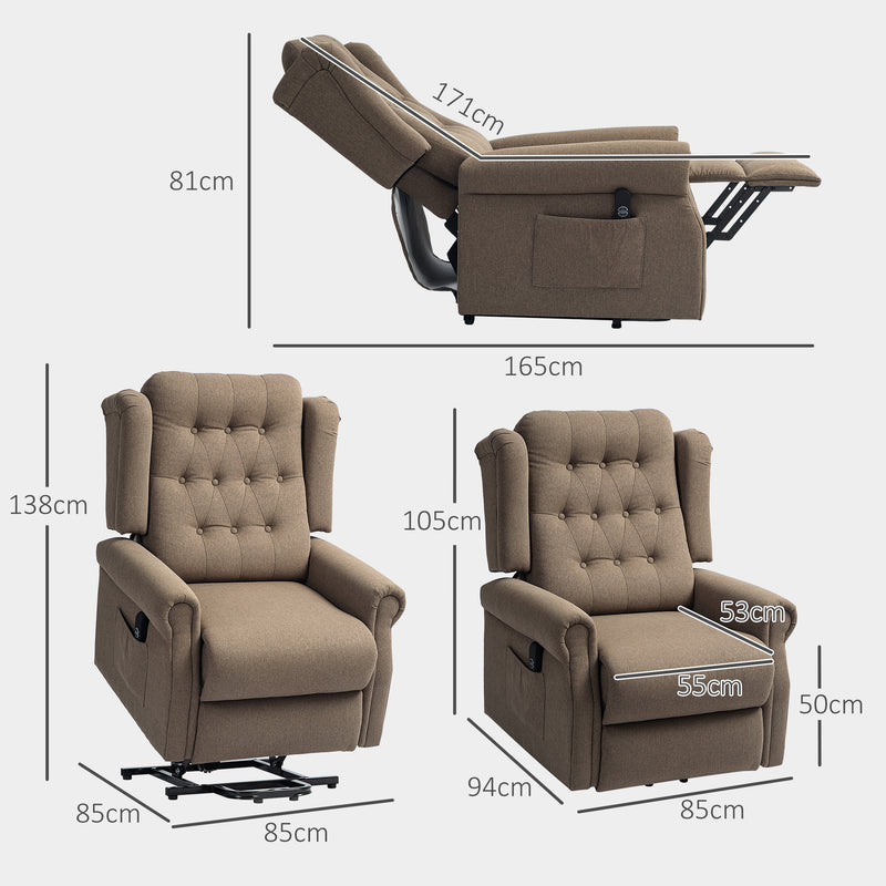 Dark Brown 45 Degree Electric Riser and Recliner Chair for Comfortable Seating by HOMCOM