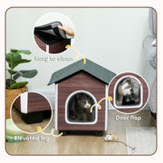 Insulated Outdoor Cat House With Waterproof Roof And Raised Base For Winter Comfort Red Brown