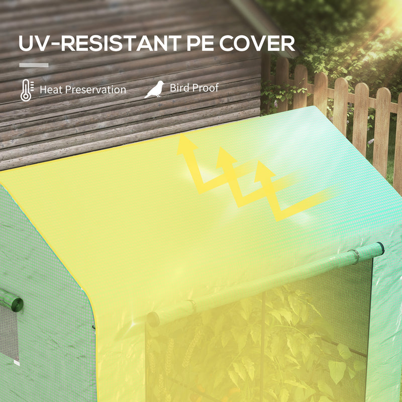 Walk In Garden Greenhouse With Roll Up Door And Mesh Windows For Plant Growth Green