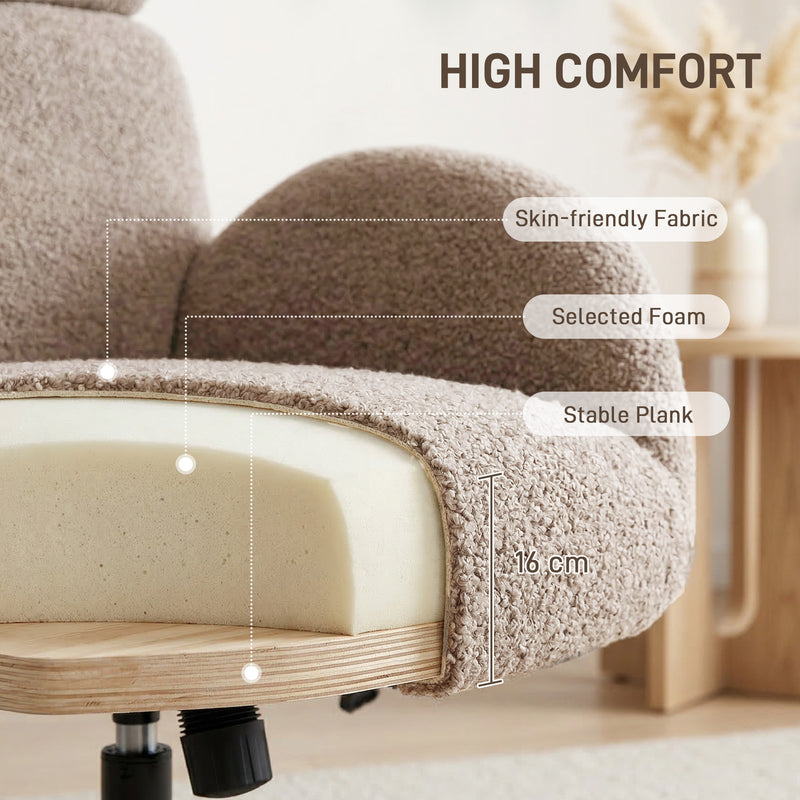 Swivel Armchair and Footstool Set with Adjustable Support for Relaxing at Home Light Brown AOSOM