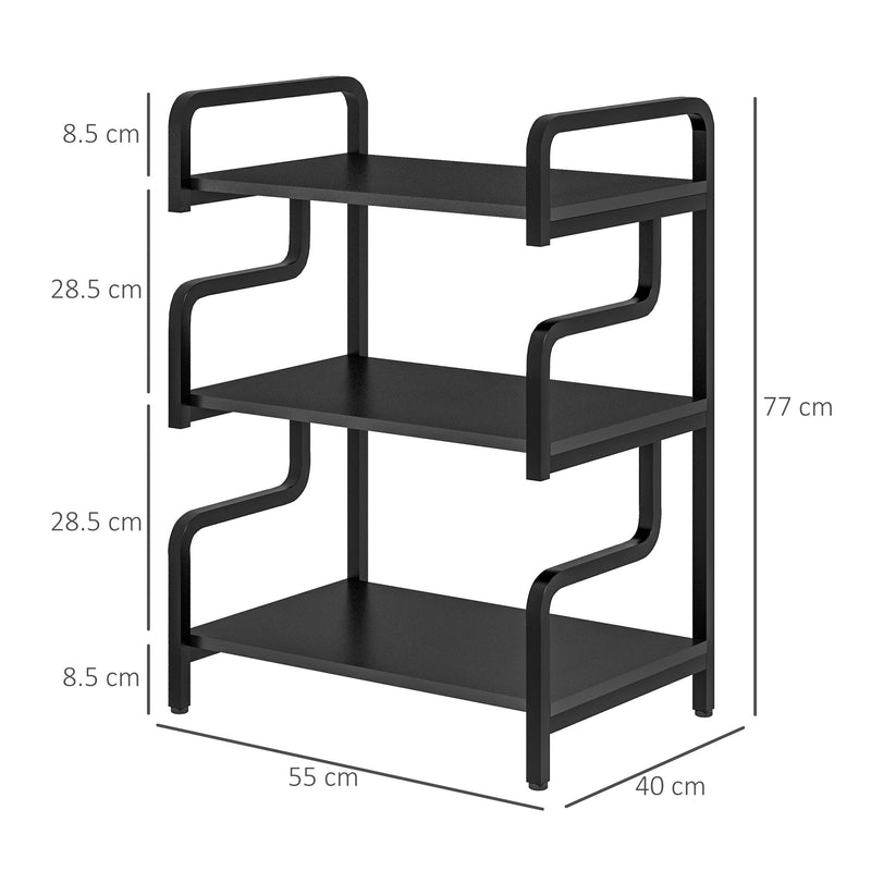3 Tier Printer Stand With Shelves For Home Office Organisation And Storage, Black