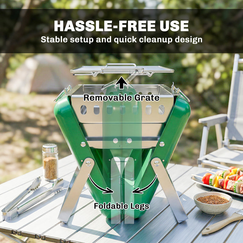 Portable Charcoal BBQ Grill for Easy Outdoor Cooking and Picnics Dark Green Outsunny