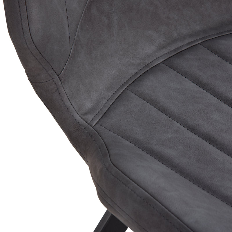 Set of 2 PU Leather Dining Chairs with Padded Seats and Steel Frame for Kitchen Grey