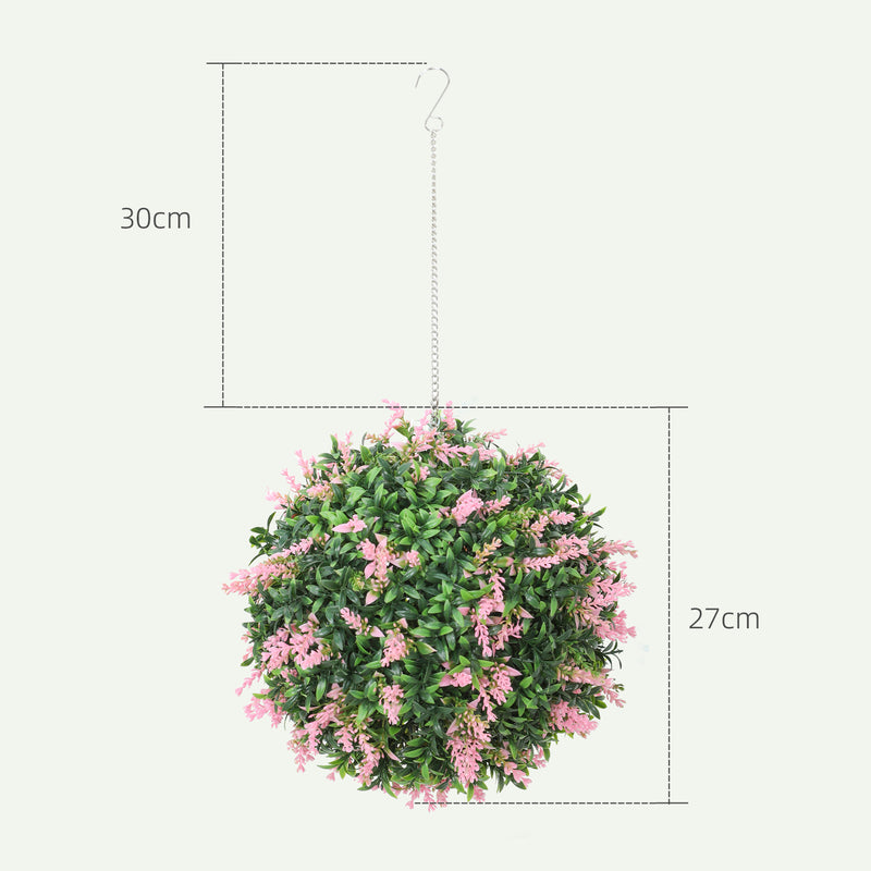 Set of 2 UV Protected Artificial Topiary Balls Ideal for Outdoor Decor Pink AOSOM