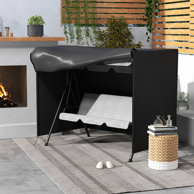 Garden Swing Chair Cover Waterproof Weatherproof Protection for Three Seater Black AOSOM