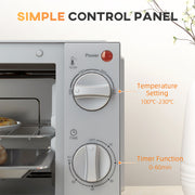 9L Mini Electric Oven with Adjustable Timer and Grill Ideal for Small Kitchens Silver