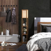 Three Shelf Wooden Standing Floor Lamp with Linen Shade for Living Room by HOMCOM