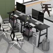 Black Compact Computer Desk with Storage Shelves and Bookshelf for Home Office