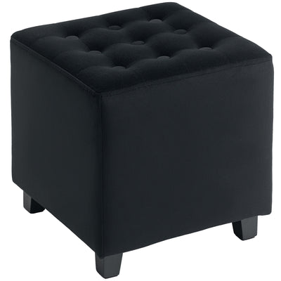 Grey Velvet Feel Square Ottoman Footstool for Living Room or Bedroom by HOMCOM Homcom