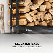 Steel Firewood Log Rack With 300 kg Capacity For Indoor Or Outdoor Use, Black