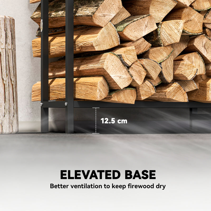 Steel Firewood Log Rack With 300 kg Capacity For Indoor Or Outdoor Use, Black