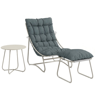 Garden Chair Set with Footstool and Side Table for Relaxing Outdoors Beige Outsunny