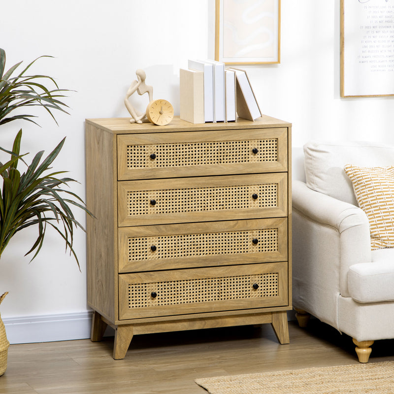 Bedroom Furniture Set with 4 Drawer Chest and Bedside Table for Organised Spaces Natural
