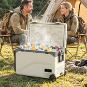 Camping Fridge 42.5L with Wheels and Digital Control for Fresh Food and Cold Drinks Black AOSOM