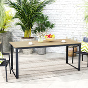 Rectangular 6 Seater Garden Dining Table with Slatted Top and Metal Frame in Teak by Outsunny
