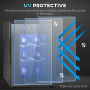 Six Bottle Countertop Wine Fridge 8-18℉ Temperature Control Black by HOMCOM