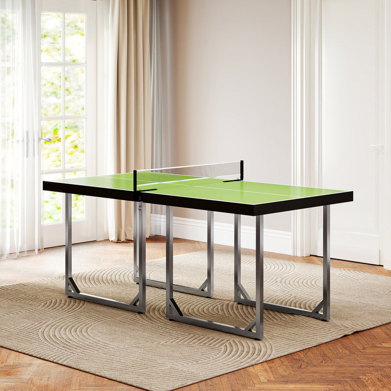 HOMCOM 6ft Table Tennis Table, Ping Pong Table with Net, Foldable and Portable Ping Pong Set for Indoor Use, Easy Assemble, Midsize, Green