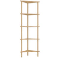 Bathroom Corner Shelf 5 Tier Bamboo Storage for Toiletries and Towels Natural Wood Finish