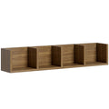 CD Storage Unit Wall Mounted Organiser with 4 Sections for 60 Discs Walnut Brown