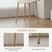 Set of 4 Modern Khaki Dining Chairs with Backrest and Steel Legs for Kitchen or Dining Room by HOMCOM