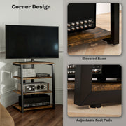 HiFi Storage Stand with Four Open Shelves Ideal for Media and Living Rooms, Rustic Brown