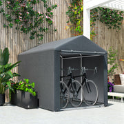 Dark Grey 1.6 x 2.2m Garden Storage Shed Tent With Shelves For Outdoor Equipment