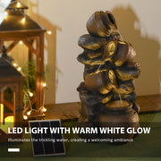 Solar Powered 4 Tier Garden Water Fountain With LED Lights For Indoor Or Outdoor Use