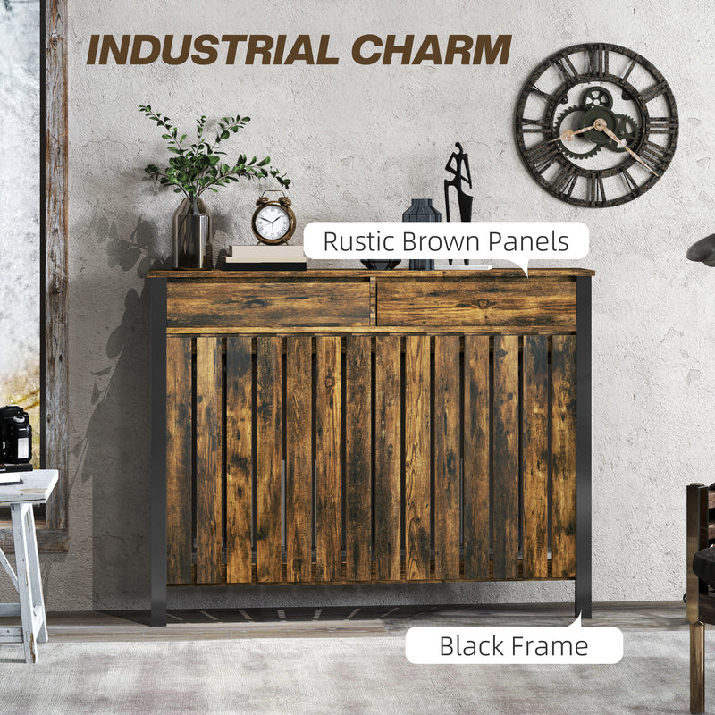 Rustic Wooden Radiator Cover with Drawers 93 x 119cm by HOMCOM
