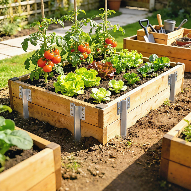 Sleeper Bracket Set for Raised Beds and Garden Borders Galvanised Steel 20 Pack Silver AOSOM