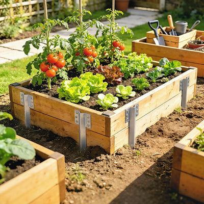 Sleeper Bracket Set for Raised Beds and Garden Borders Galvanised Steel 20 Pack Silver AOSOM