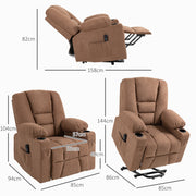 Electric Riser Recliner Chair With Remote Control And Cup Holder For Elderly Comfort Brown