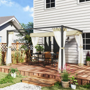 3 x 4m Aluminium Pergola with Retractable Khaki Roof for Garden and Patio by Outsunny