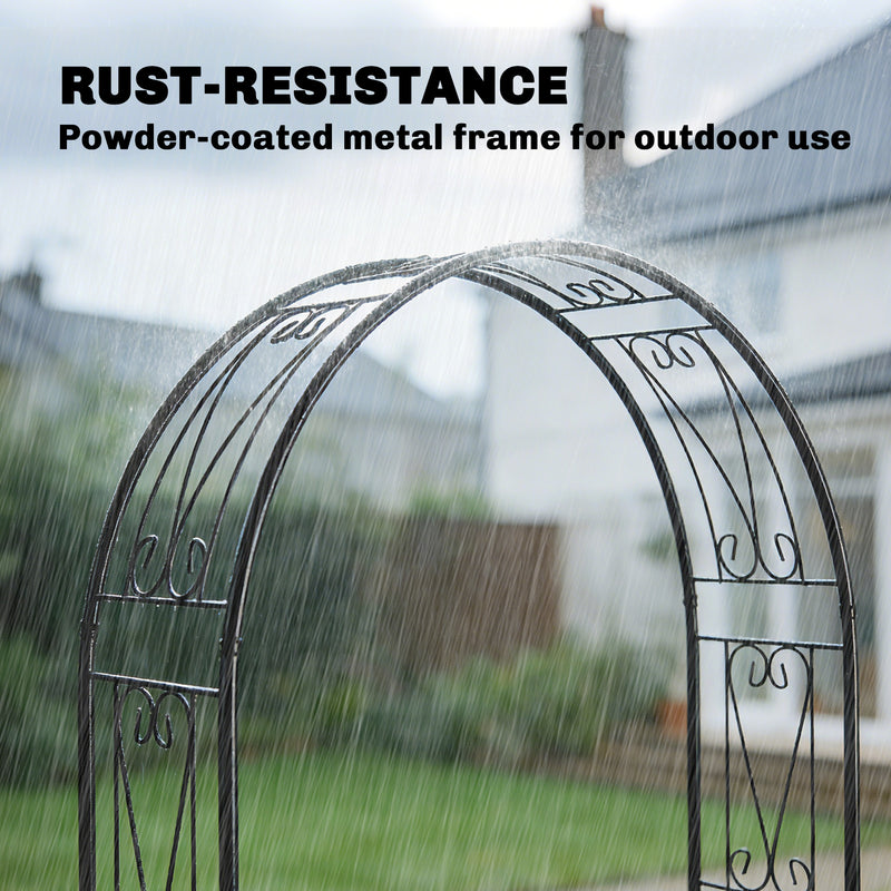 Metal Garden Arch for Climbing Plants and Outdoor Decorations Black Outsunny