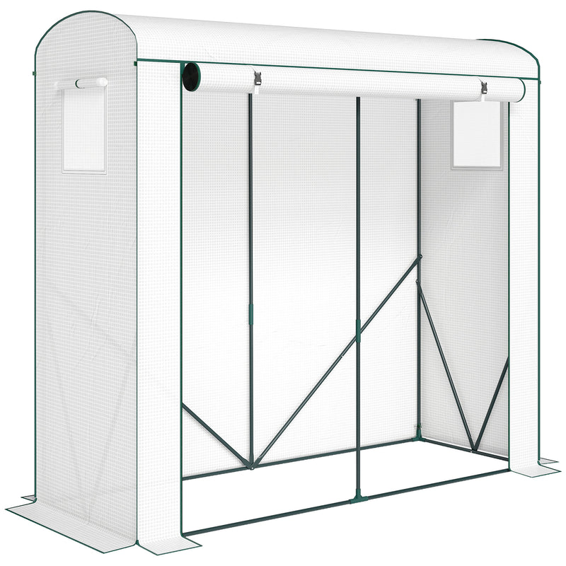 Garden Greenhouse for Year Round Plant Protection with Roll Up Door and Mesh Windows Green
