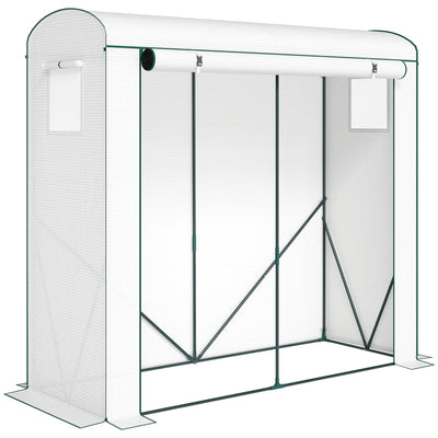 Garden Greenhouse for Year Round Plant Protection with Roll Up Door and Mesh Windows Green Outsunny