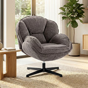 Swivel Accent Chair with Wingback Support for Bedroom or Living Room Comfort Grey AOSOM