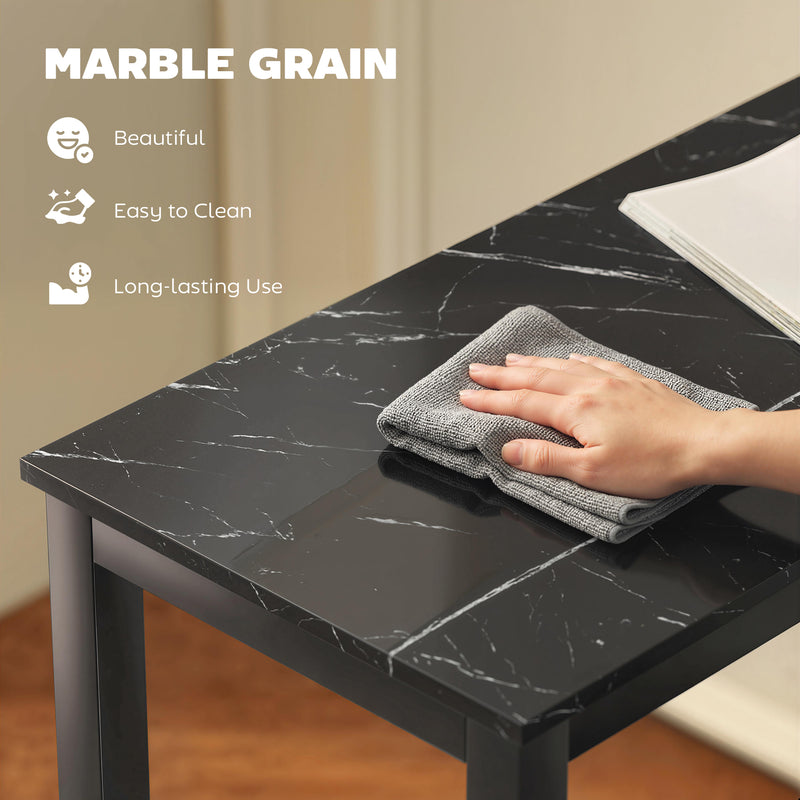 Bar Table for Small Spaces with Easy Clean Marble Effect Top Black Marble Effect AOSOM