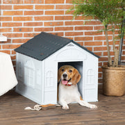 Weather Resistant Plastic Dog House for Medium Dogs Ideal for Indoor and Outdoor Use Grey