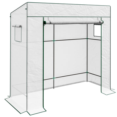 White Walk In PE Cover Greenhouse For Outdoor Gardening And All Weather Plant Protection