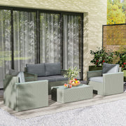 Light Grey 4 Seater Rattan Garden Furniture Set with Cushions and Coffee Table