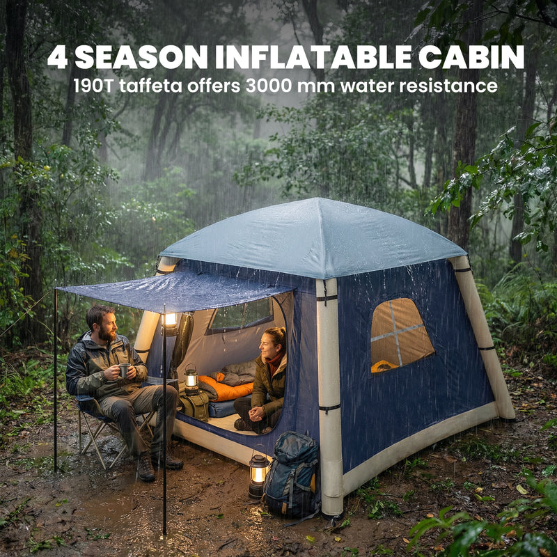 Inflatable 2 Person Camping Tent Quick Setup with Pump and Carry Bag Dark Blue