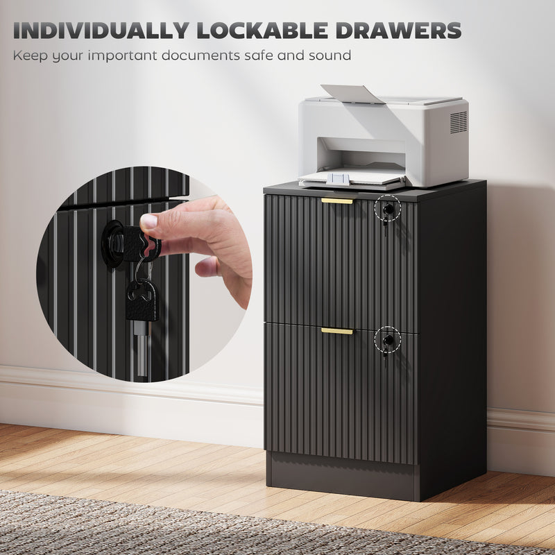 Filing Cabinet with Lockable Drawers for Home Office Organisation Black