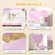 Kids Desk and Chair Set with Storage Drawer for Study and Play Pink White AOSOM