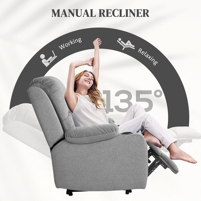 Grey Microfibre Manual Reclining Armchair With Footrest by HOMCOM
