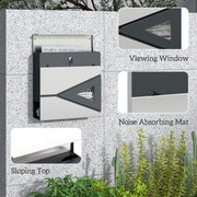 Silver Wall Mounted Post Box with Viewing Window and Locks Weatherproof Steel Mailbox by HOMCOM