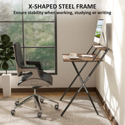 Rustic Brown Folding Computer Desk with Monitor Shelf 70 cm Space Saving Design by HOMCOM