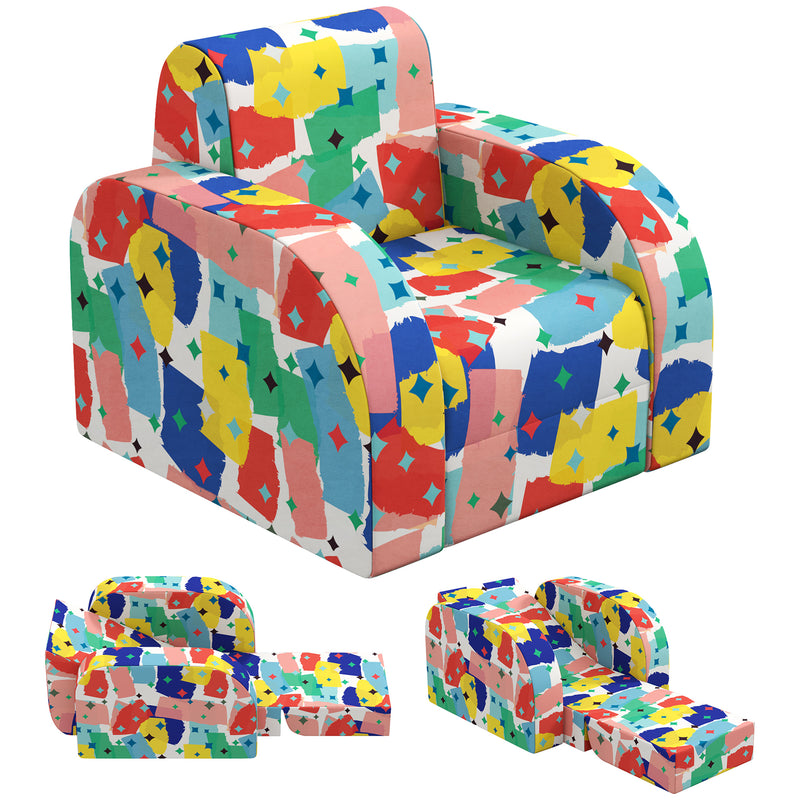 Foldable Toddler Snuggle Chair With Soft Sponge Filling For Bedroom Or Playroom Use, Multicoloured