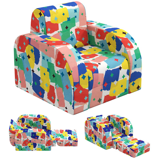 Foldable Toddler Snuggle Chair With Soft Sponge Filling For Bedroom Or Playroom Use, Multicoloured