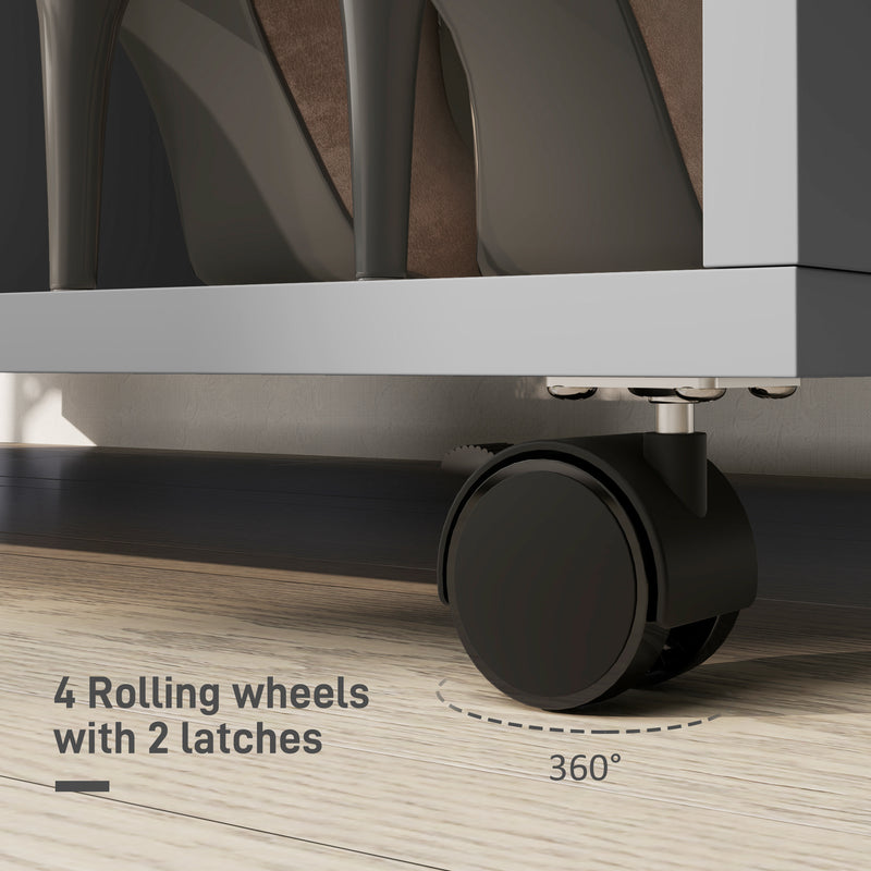 Grey Open Wardrobe on Wheels with Clothes Rail and Shelves for Bedroom Storage by HOMCOM